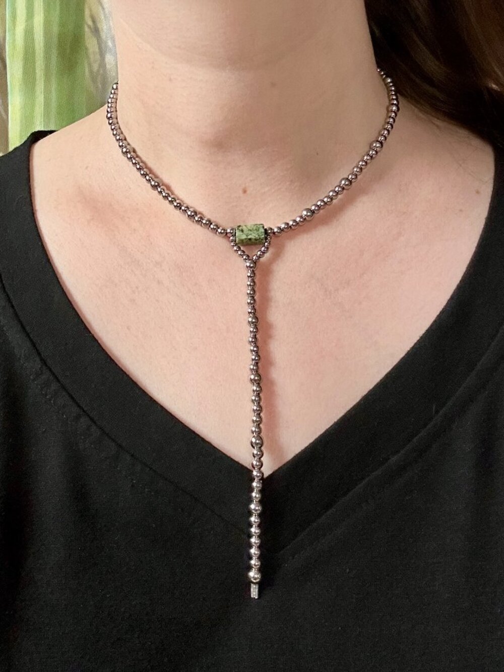 Handmade African Turquoise Stainless Steel Western Lariat Choker Necklace 14"